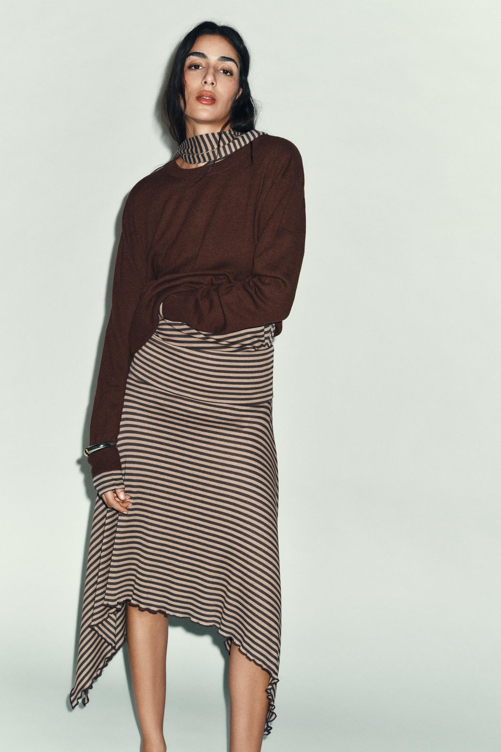 ASYMMETRIC STRIPED SKIRT - Zara фото 4
