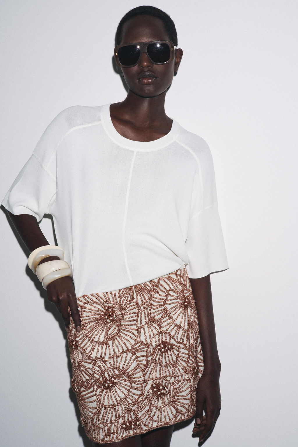 ZW COLLECTION FLORAL EMBROIDERY MINI SKIRT - Zara фото 2