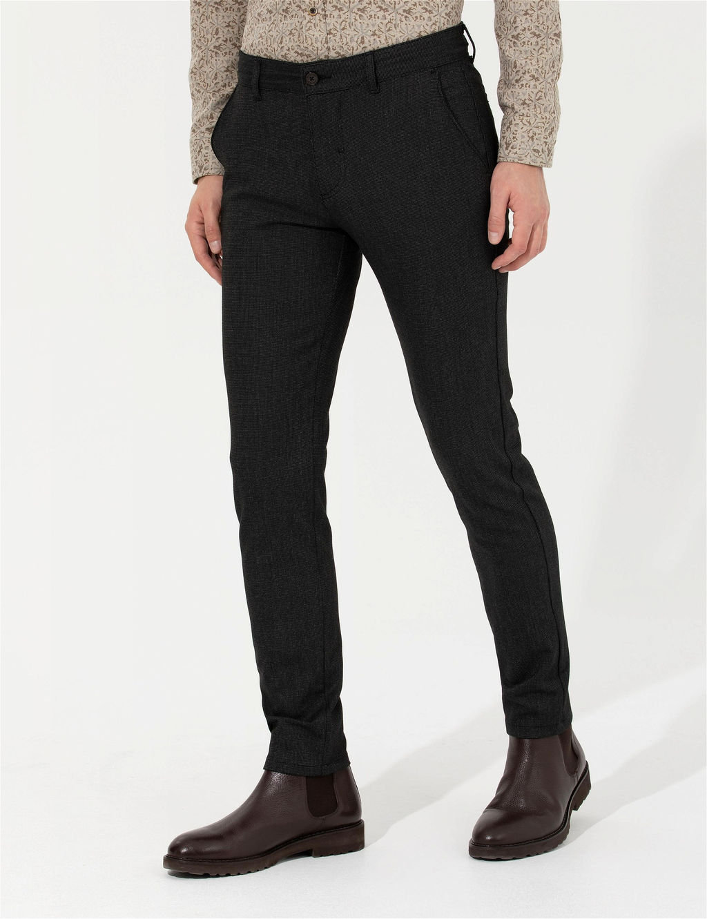 Siyah Slim Fit Kanvas Pantolon