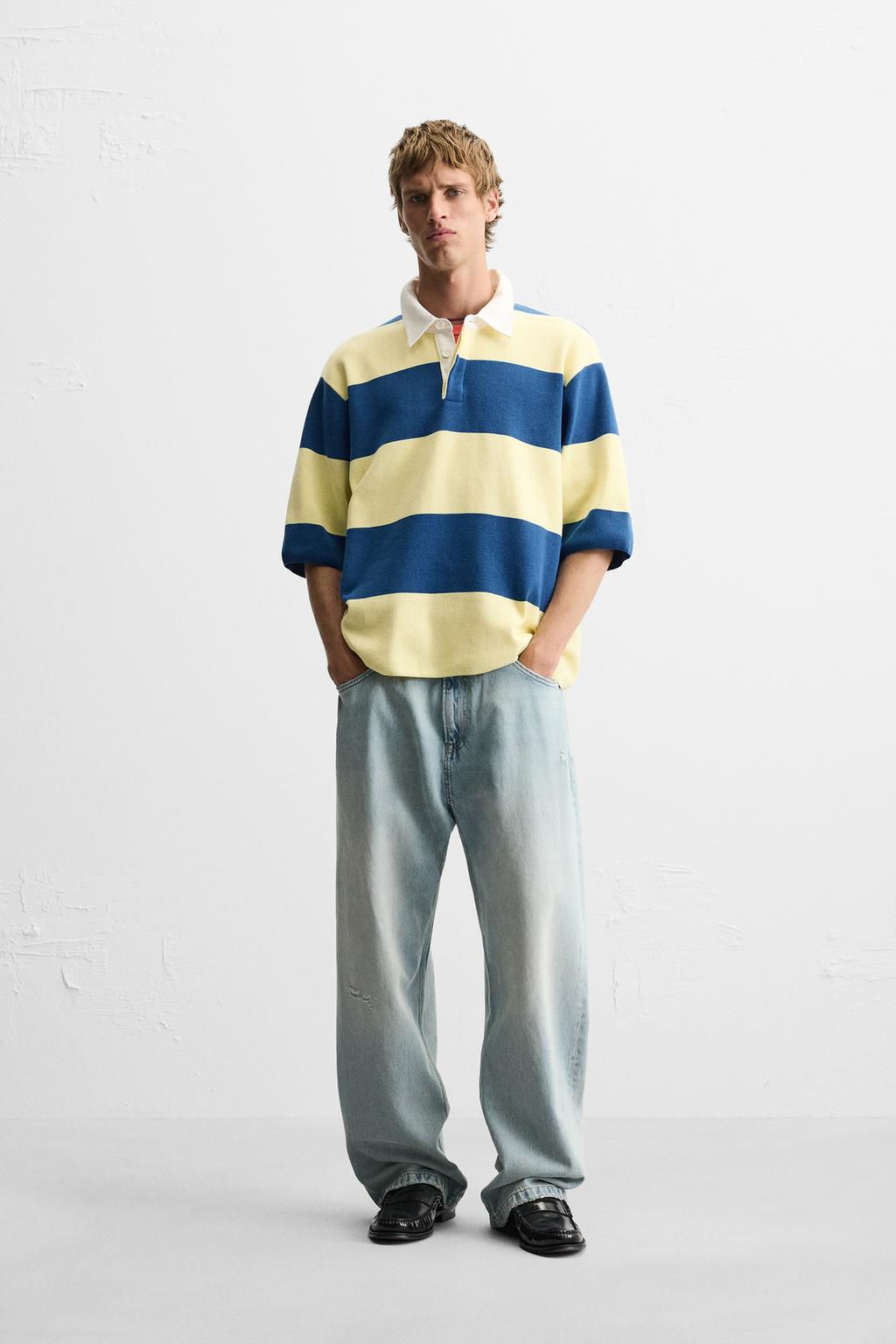 STRIPED KNIT POLO SHIRT