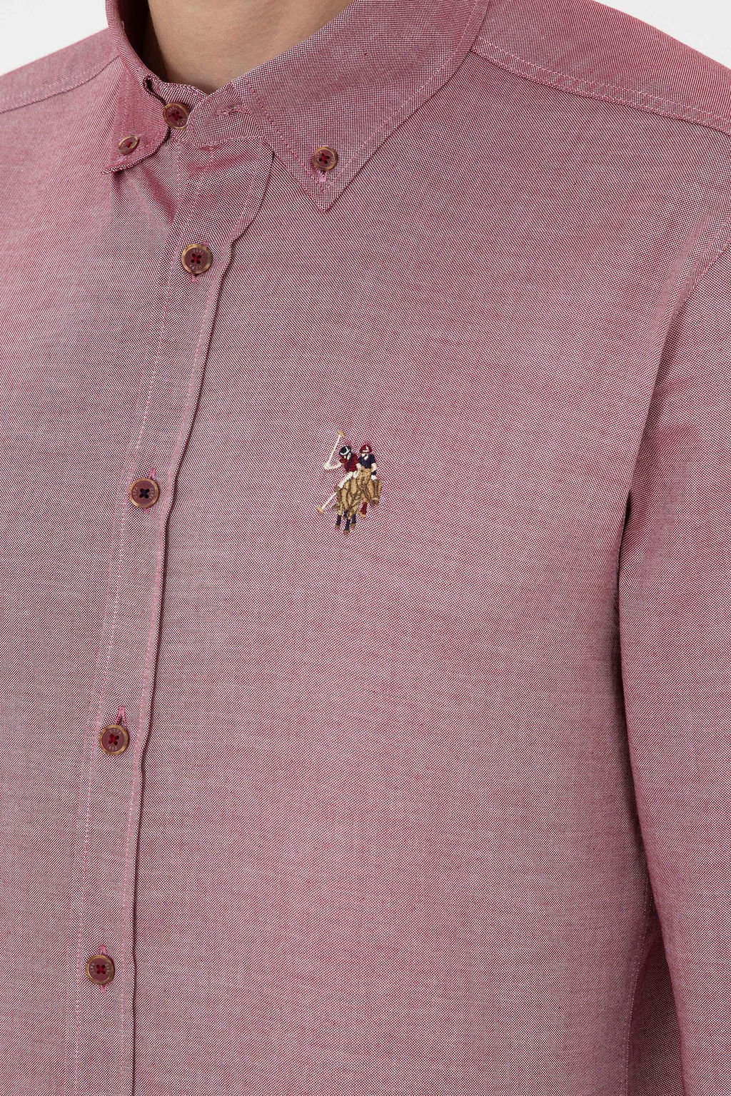 Мужская бордово-красная базовая рубашка с длинным рукавом Неожиданная скидка в корзине - U.s. polo assn фото 7