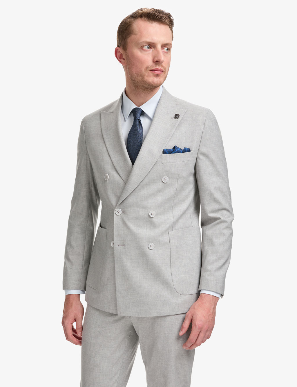 Gri Extra Slim Fit Kruvaze Tak_m Elbise