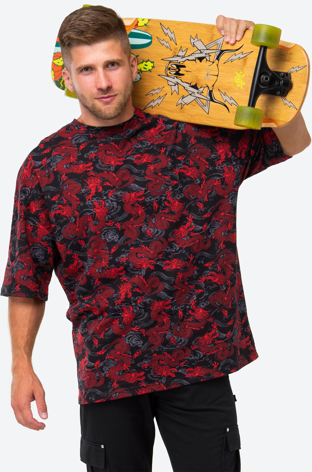 Футболка унисекс оверсайз с принтом дракон Happy Fox  фото 8