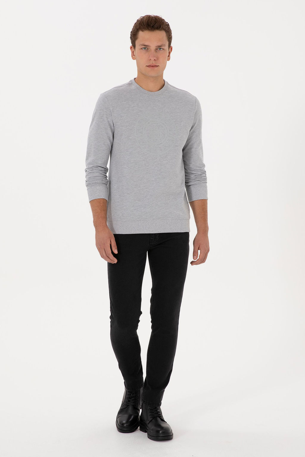 Erkek Gri Melanj Sweatshirt - U.s. polo assn фото 4