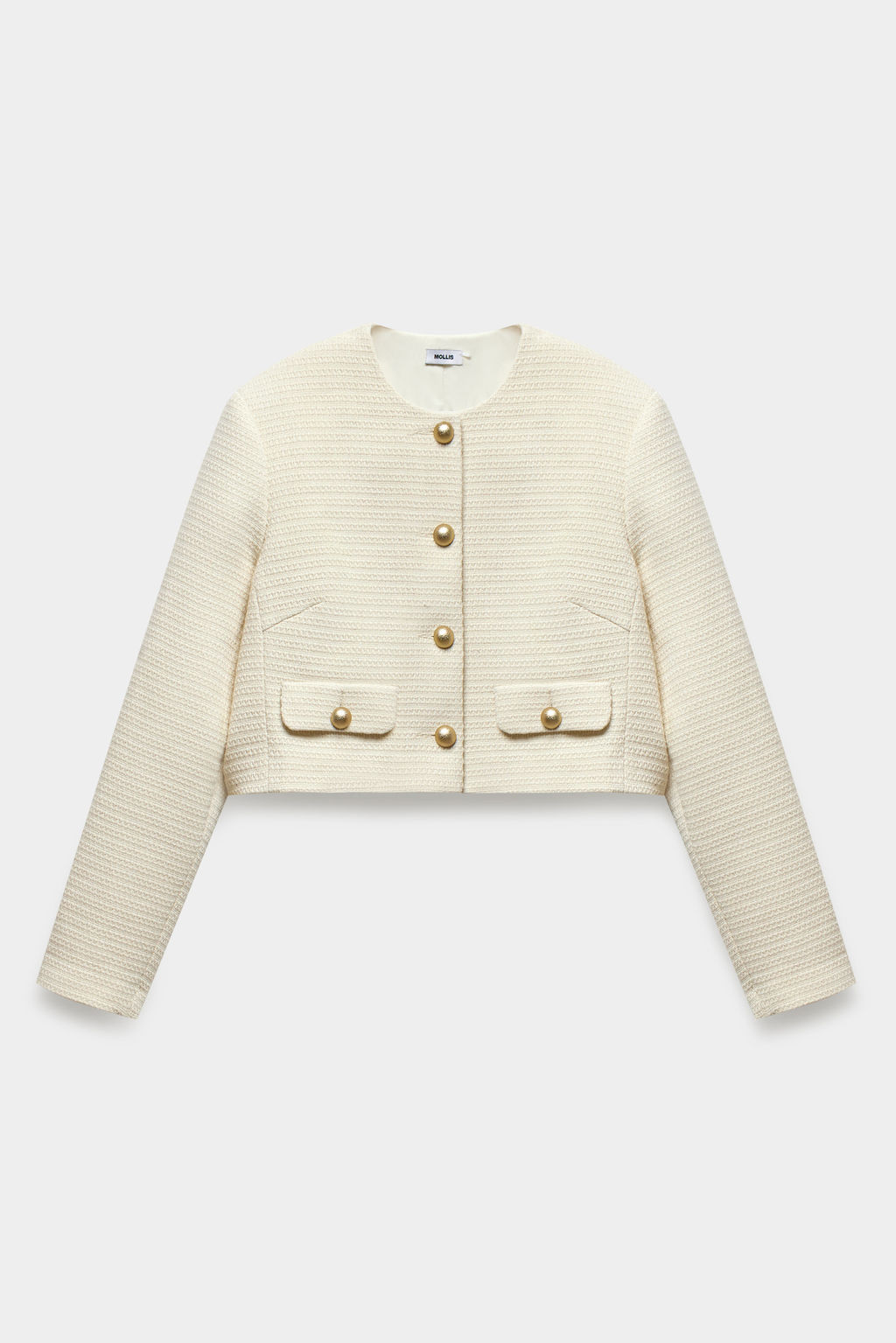 Жакет укороченный из твида льна