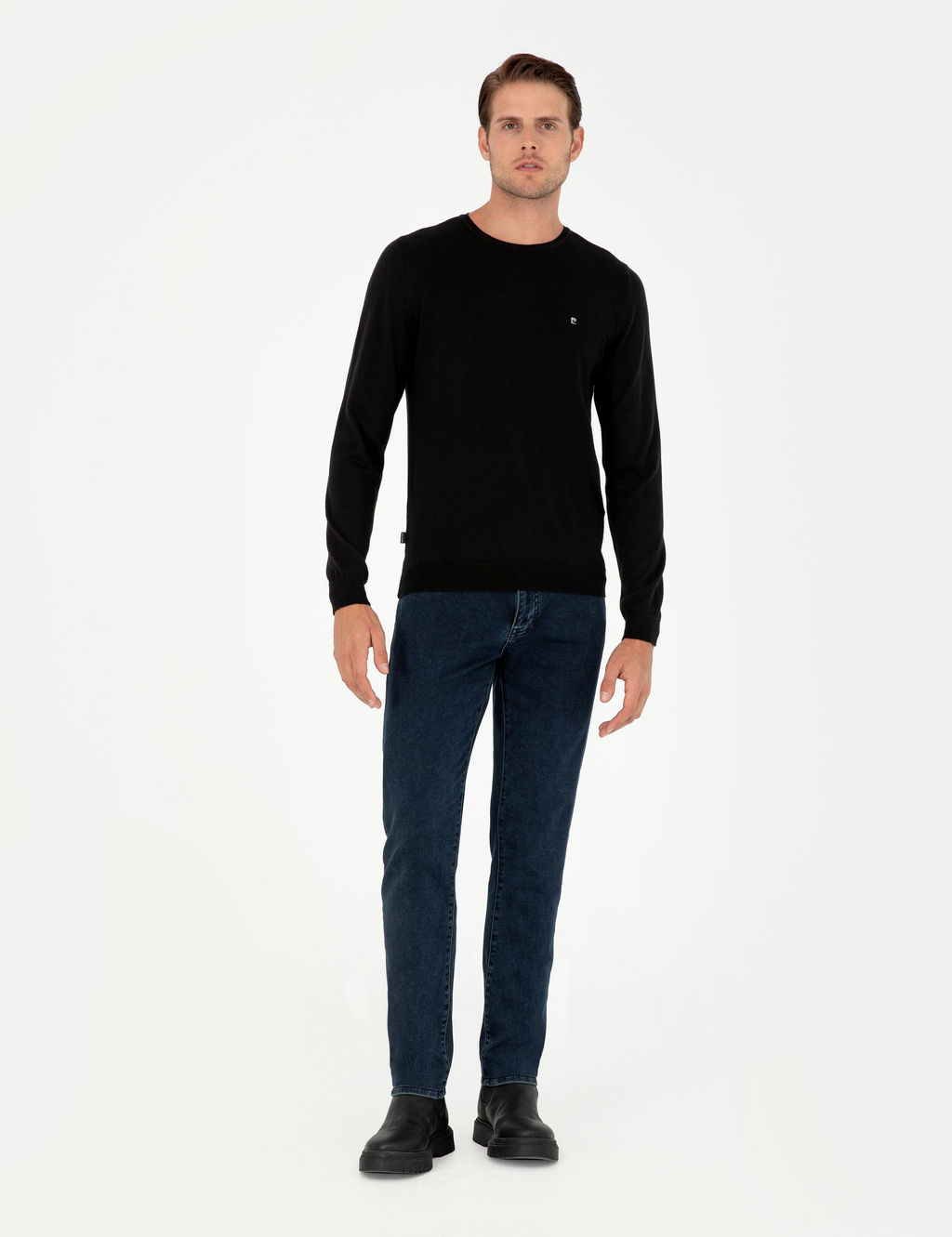 Siyah Slim Fit Bisiklet Yaka Basic Triko Kazak - Pierre cardin фото 4