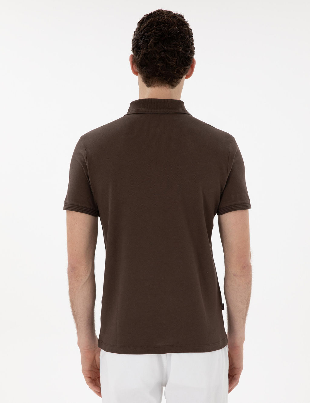 Kahverengi Slim Fit K_vr_lmaz Polo Yaka Basic Ti__rt - Pierre cardin фото 5
