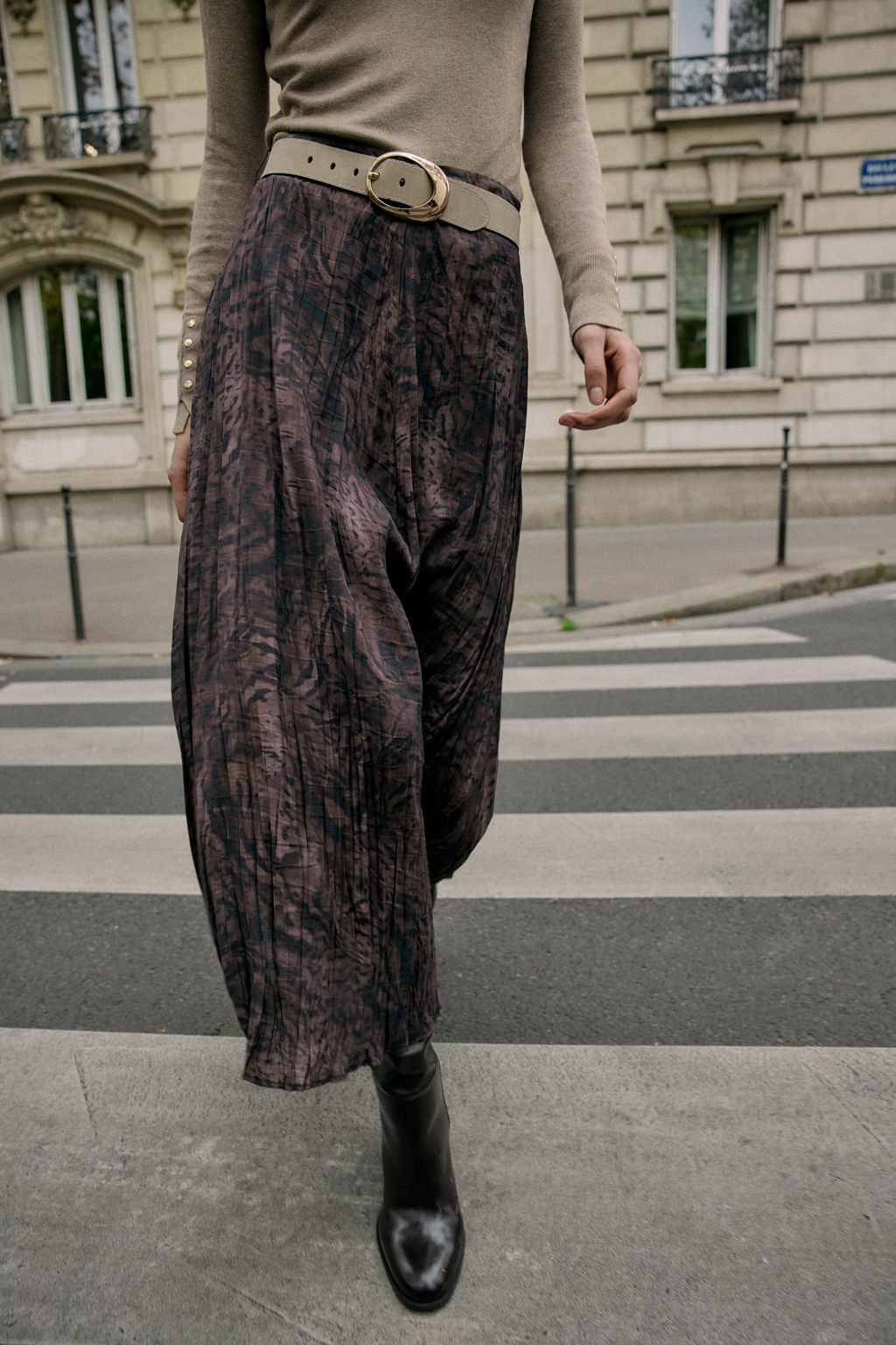 PRINTED MIDI SKIRT WITH BELT - Zara фото 3