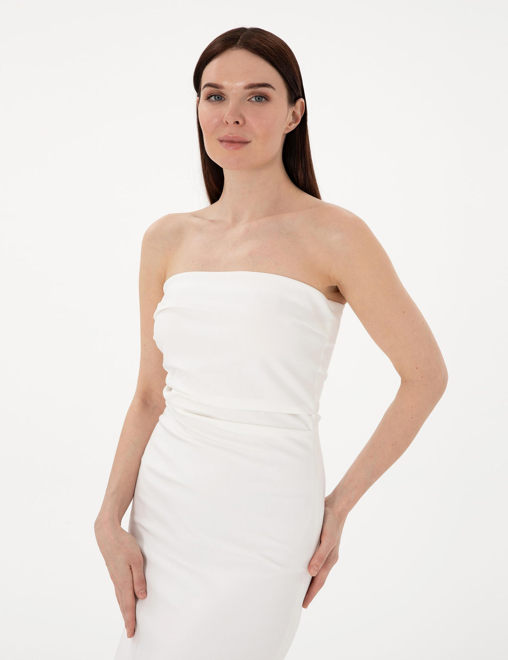 Beyaz Slim Fit Dokuma Elbise - Pierre cardin фото 2