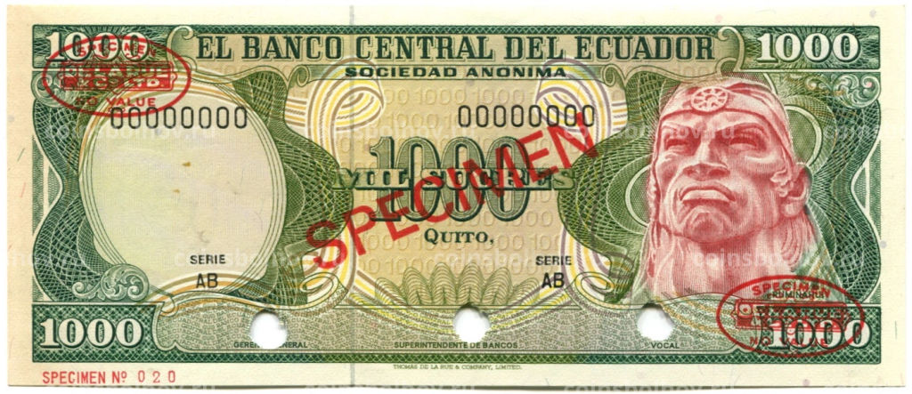 1000 сукре Эквадор Образец