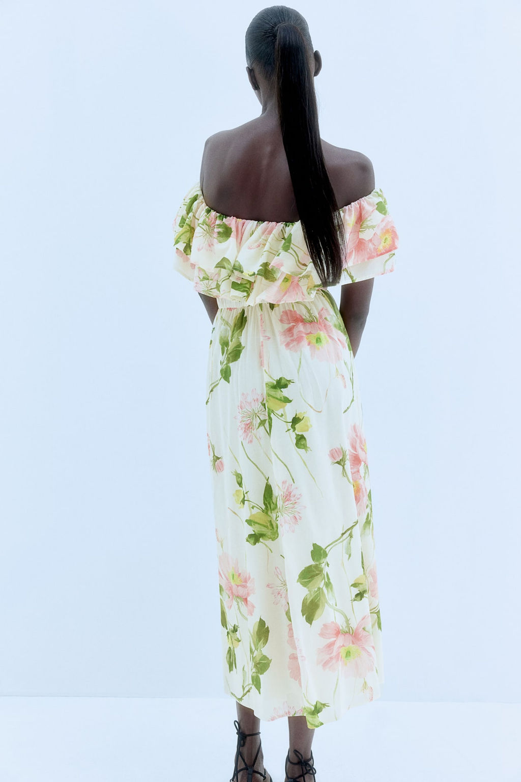 Vestido off-the-shoulder con volantes - H&m фото 3