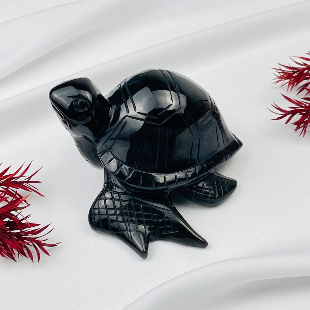 Фигурка резная "Черепаха" из серебристого Обсидиана