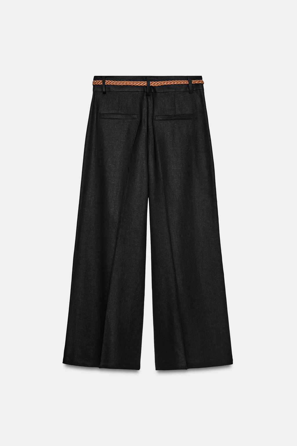 PANTAL?N CULOTTE CON LINO CINTUR?N TRENZADO / Negro - Zara фото 9