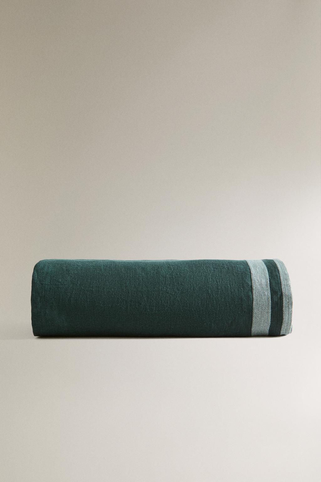 STRIPED LINEN WRAP BEACH TOWEL WITH FRINGING - Zara фото 2