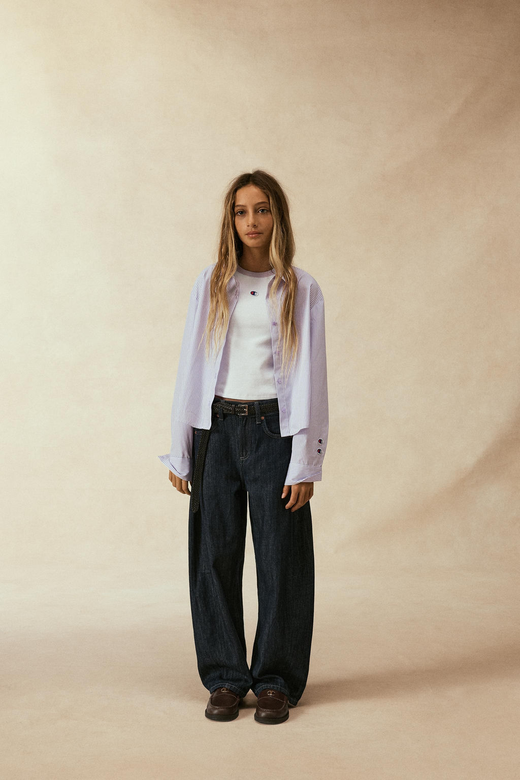 STRIPED POPLIN SHIRT AND RIBBED T-SHIRT PACK CHAMPION ® X ZARA  фото 6