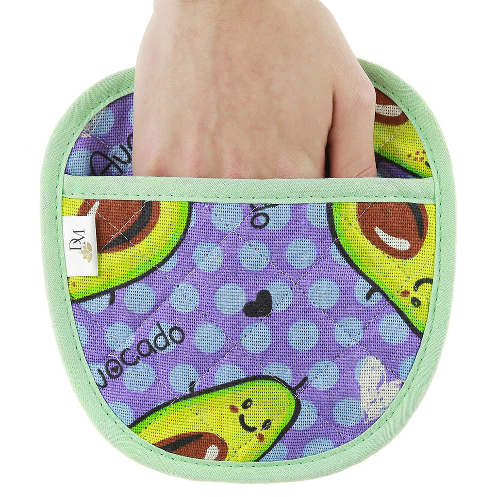 Прихватка с запахом 19х19см Авокадо, вид 2/2, форма Яблоко, рогожка 171г/м2, хлопок 100%, наполнитель - ватин 280г/м2, на пластмассовом подвесе, Домашняя мода (Россия)  фото 3