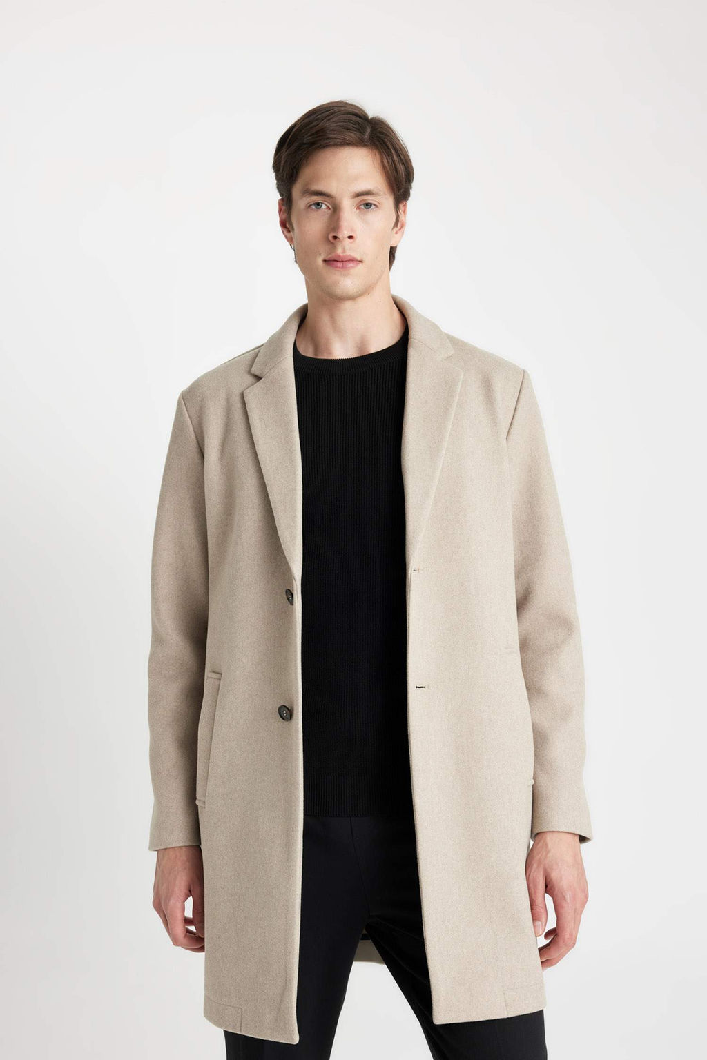 Erkek Vizon Relax Fit Ceket Yaka Dugmeli Cepli Kase Kaban Parka - Defacto фото 4