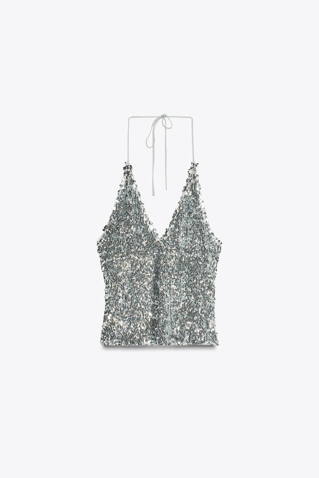 SEQUINNED HALTER TOP - Zara фото 7