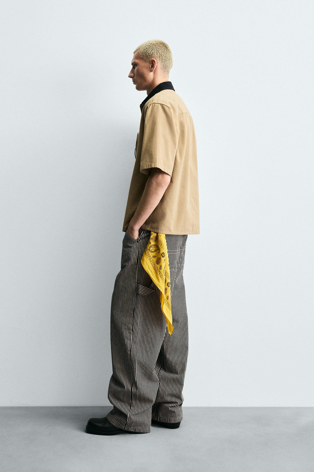 BAGGY FIT STRIPED CARPENTER TROUSERS - Zara фото 4