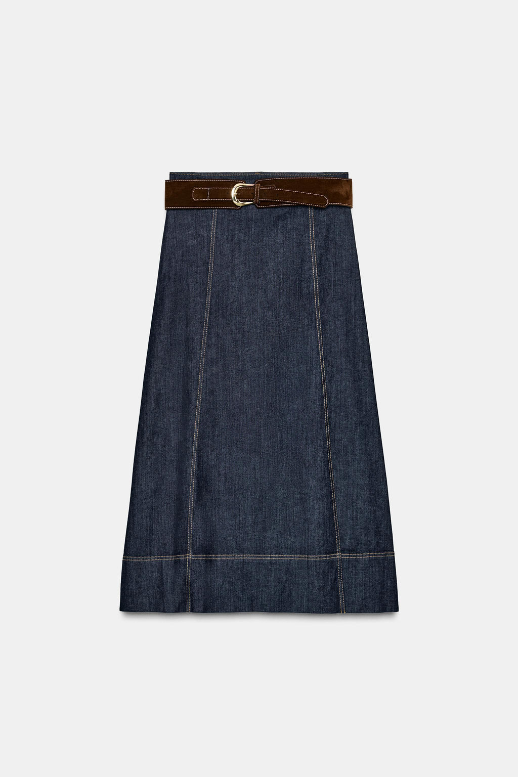 Z1975 MIDI DENIM WRAP SKIRT WITH BELT - Zara фото 6