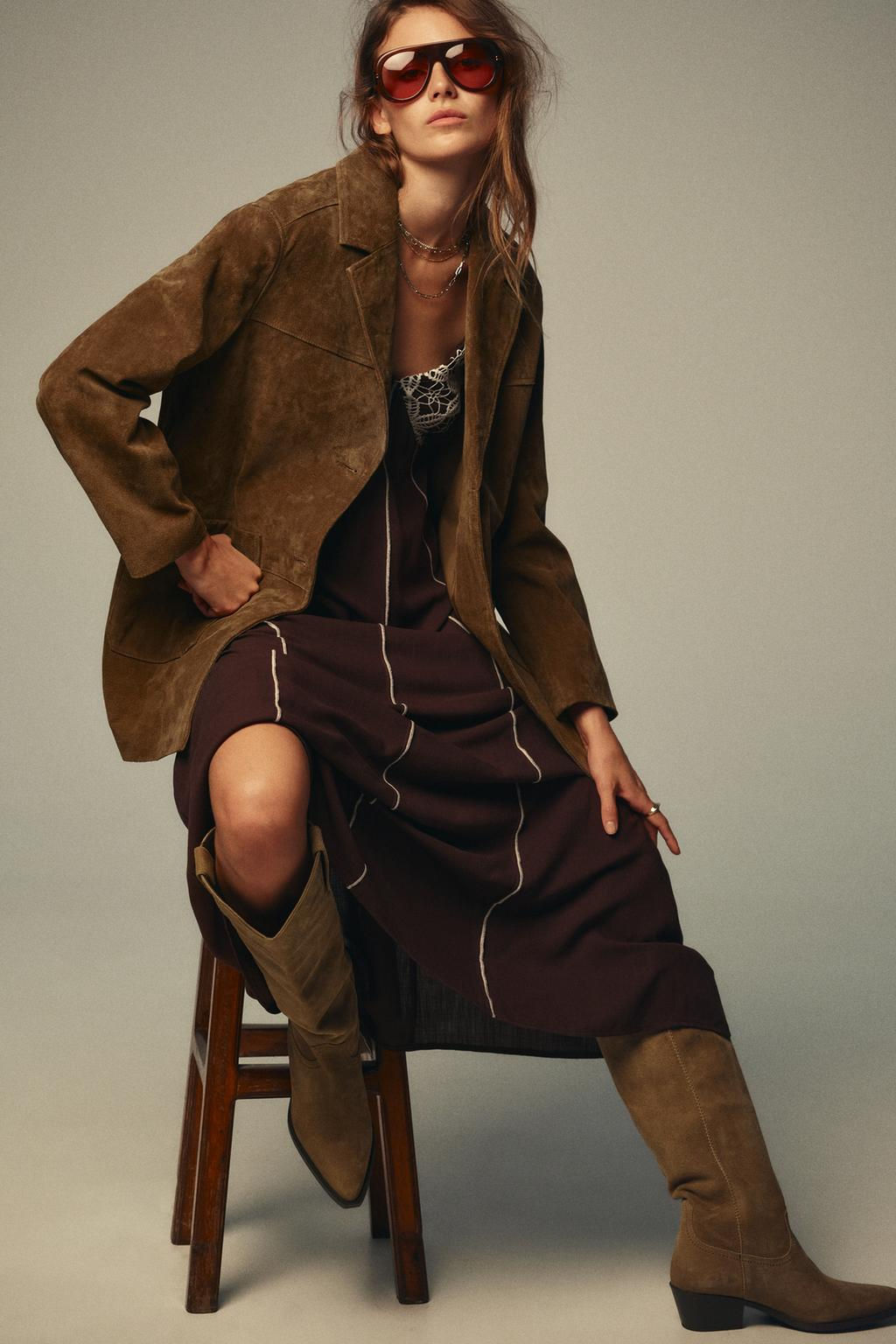SPLIT SUEDE KNEE-HIGH BOOTS - Zara фото 2