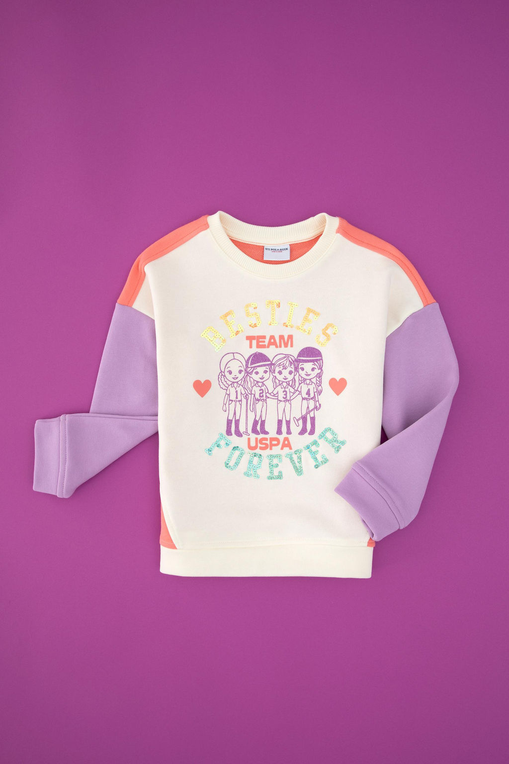 K_z _ocuk Krem Bisiklet Yaka Sweatshirt