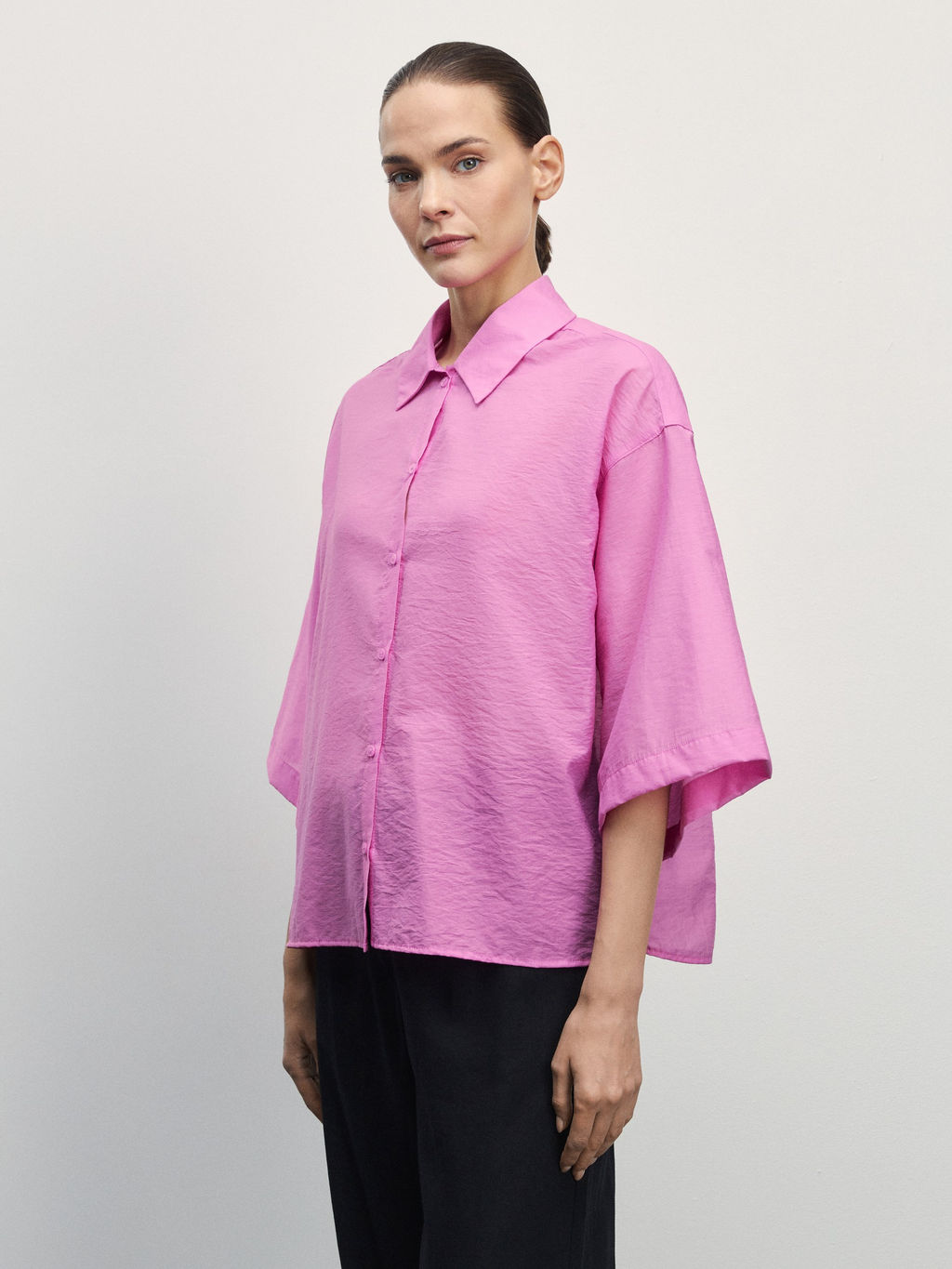 Рубашка из хлопка с коротким рукавом / Zarina  фото 4