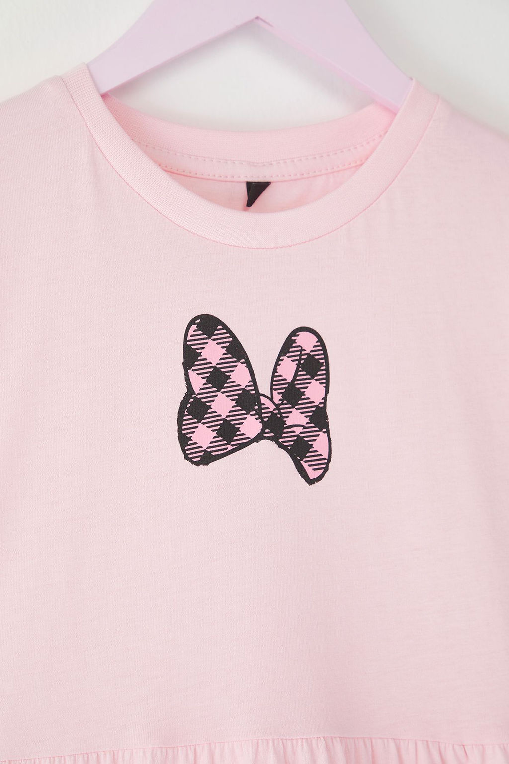 Pembe K?z Cocuk %100 Pamuk Kurdele Bask?l? K?sa Kol Mini Orme Elbise TKDSS25EL00086 - Trendyolmilla фото 2