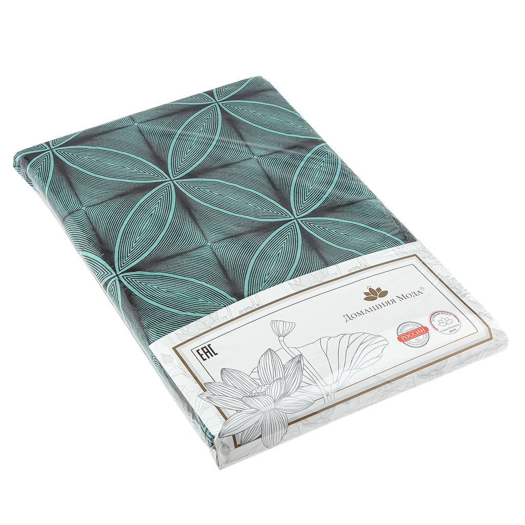 Простыня Евростандарт "Энигма" мятный 220х240см, поплин 115г/м2, хлопок 100%, упаковка "классическая" ПВХ 28х41см, "Домашняя мода" (Россия)