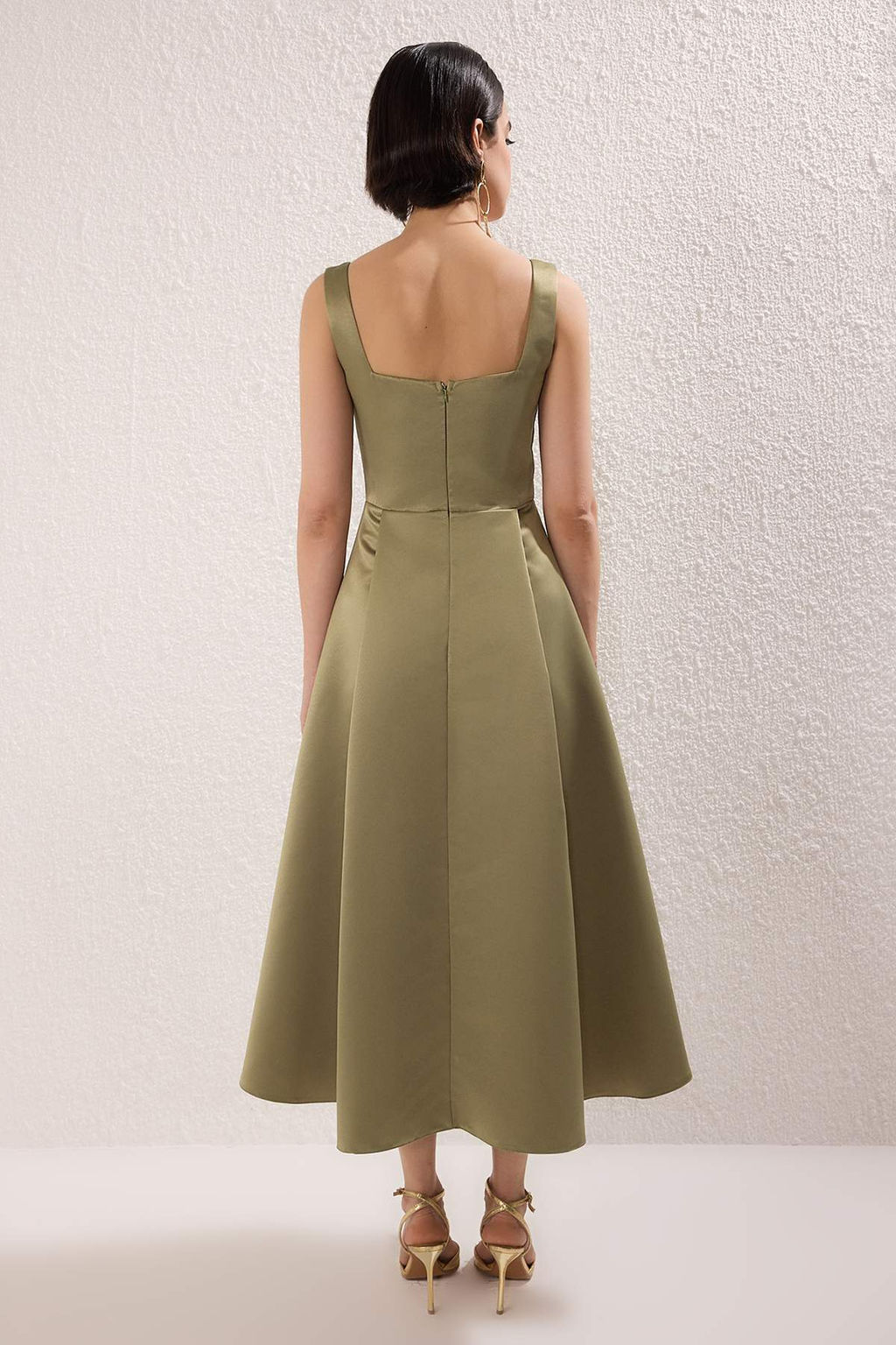 Yag Yesil A-Kesim Saten Dokuma S?k Abiye Gece Mezuniyet Elbisesi TPRAW25EL00040