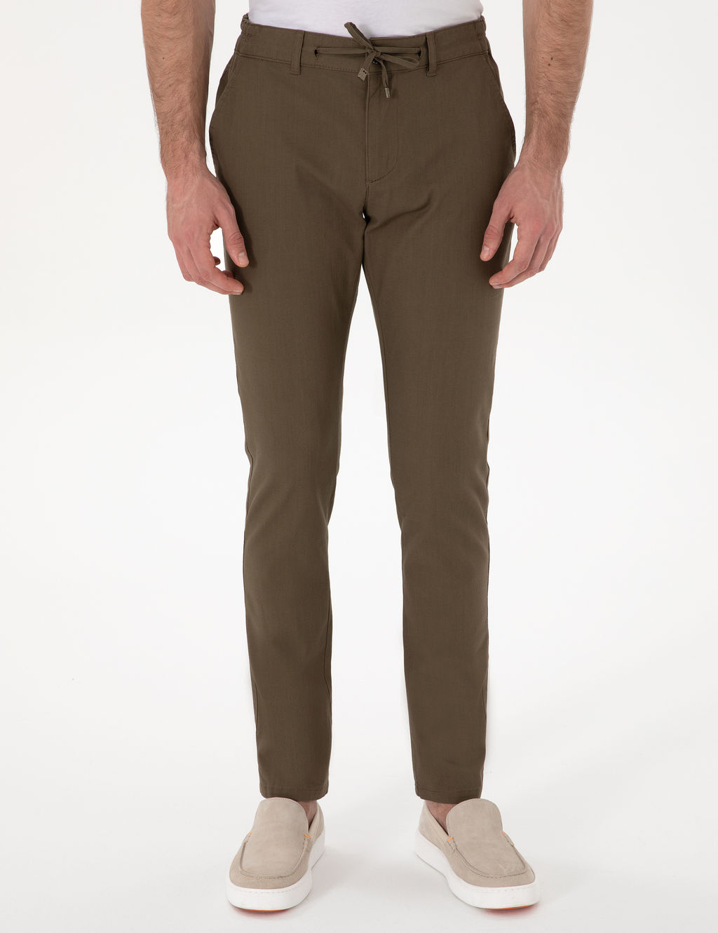 Haki Slim Fit Keten G_r_n_ml_ Kanvas Pantolon