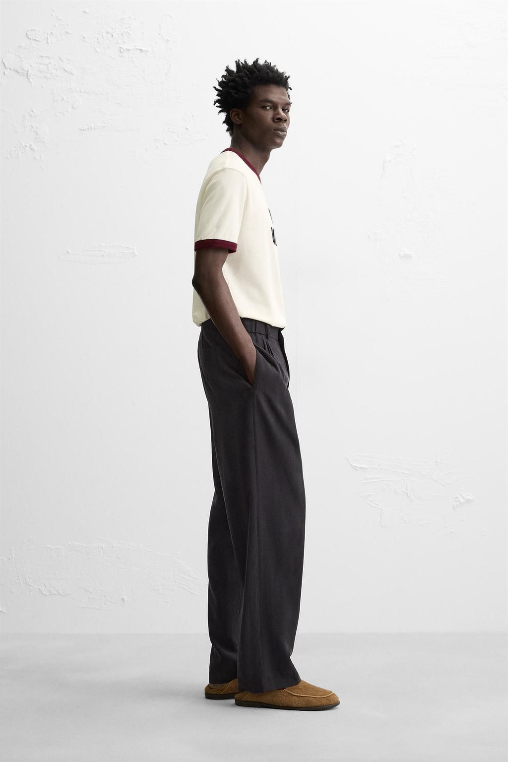 T-SHIRT WITH CONTRASTING RIBBED TRIMS - Zara фото 4