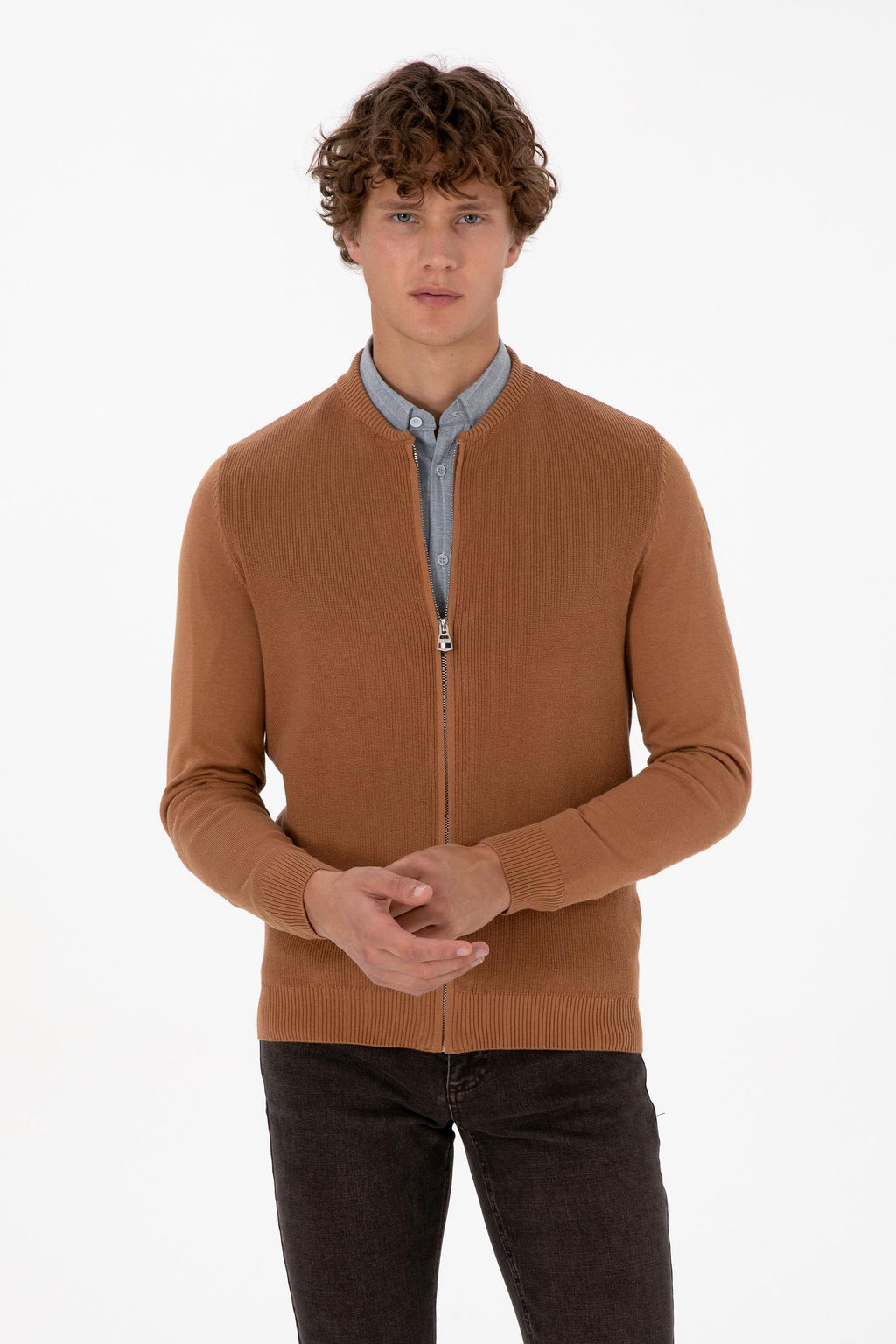 Erkek Camel Basic Triko H_rka Sepette S_rpriz _ndirim