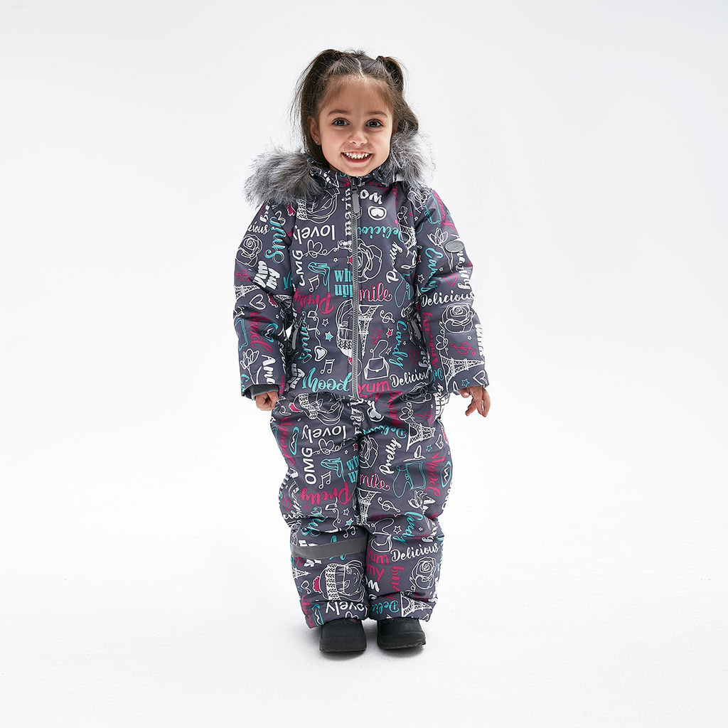 RODOS Комбинезон детский зима МРК-01д Серый/Фуксия/Ментол
