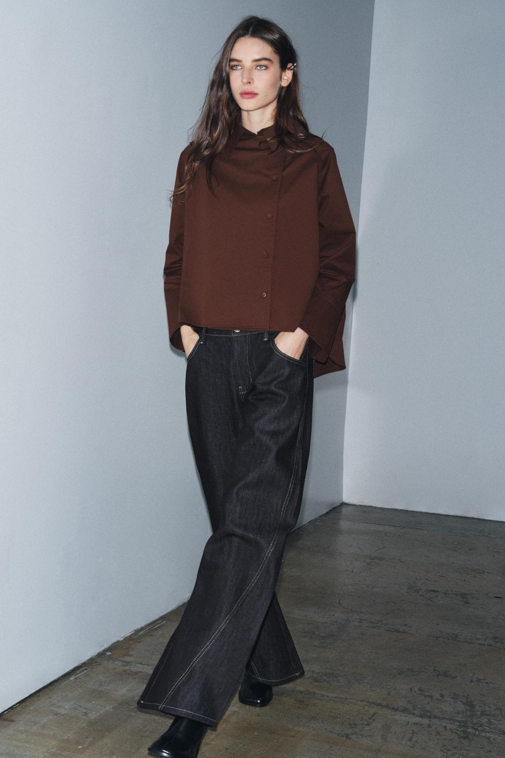 ZW COLLECTION OVERSIZE PLEATED SHIRT