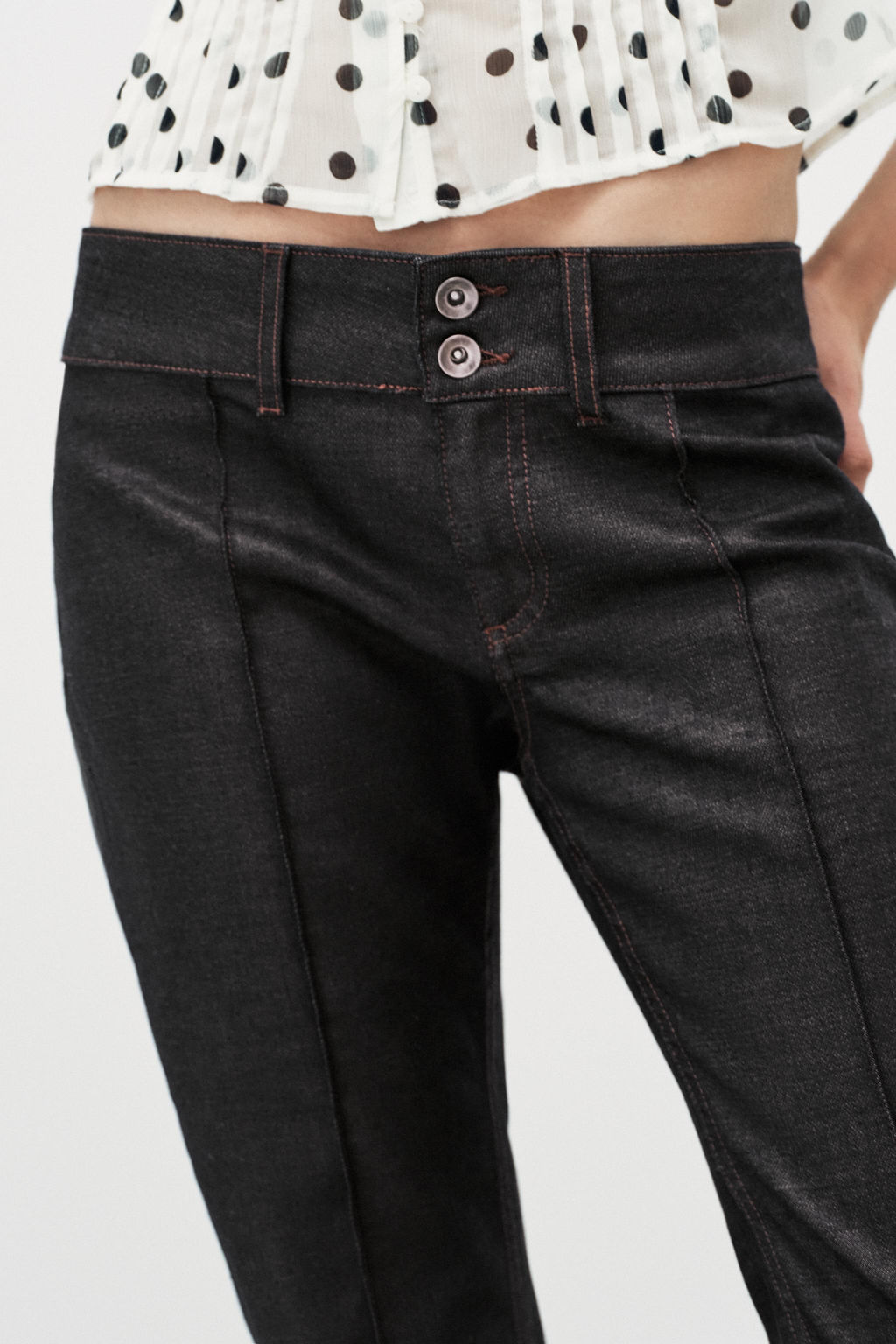 TRF WAXED LOW-RISE JEANS - Zara фото 13
