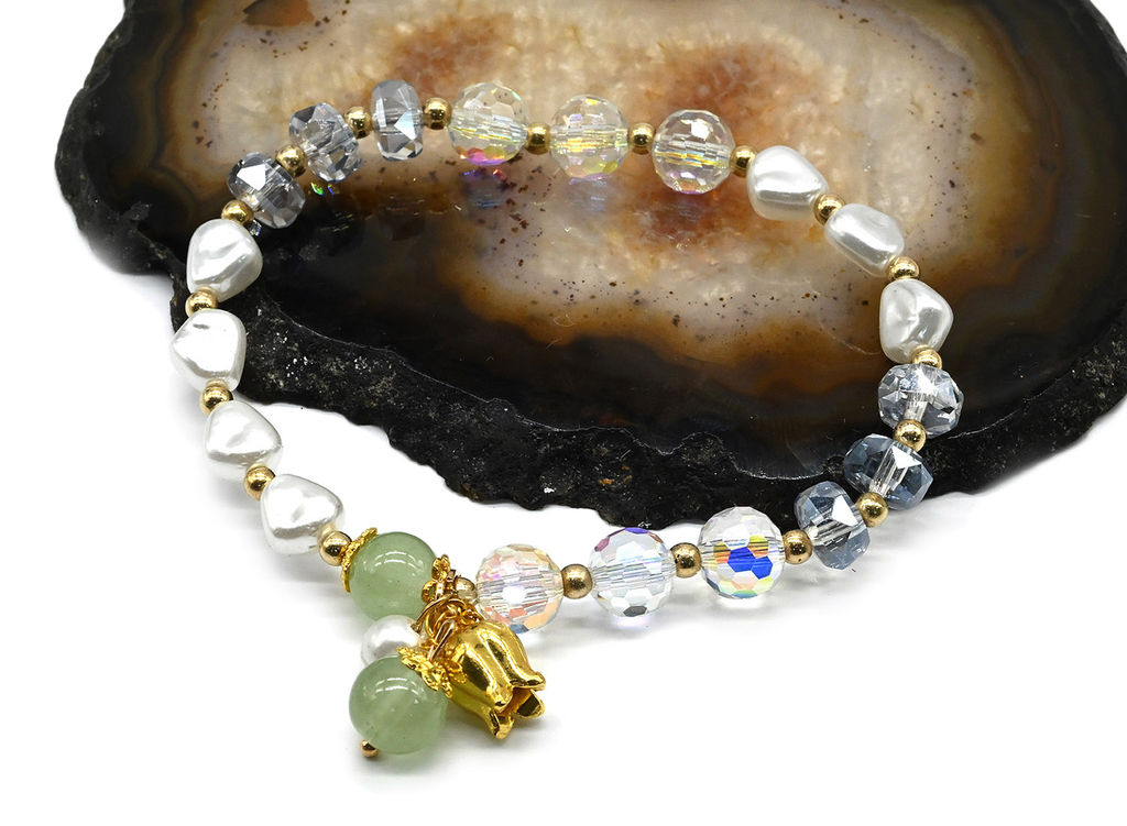 Браслет "Тюльпан", цв.зеленый, 17см