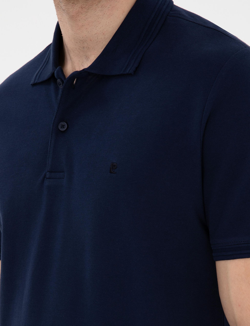 Lacivert Slim Fit %100 Pamuk Polo Yaka Basic Ti__rt