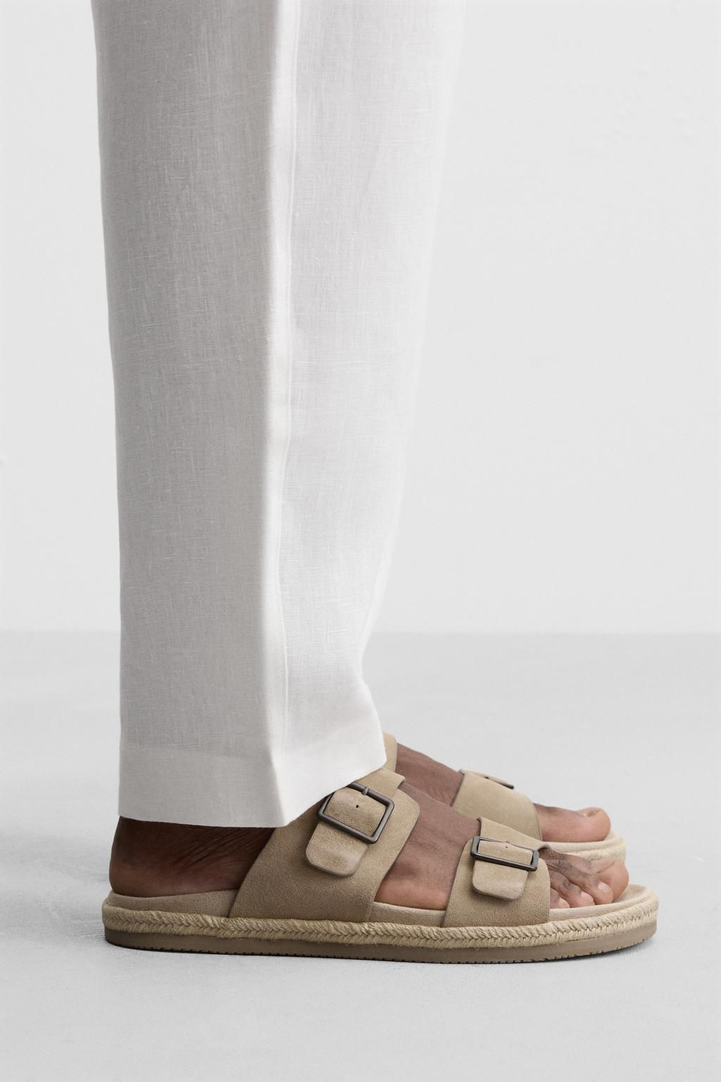 DOUBLE STRAP LEATHER SANDALS - Zara фото 7