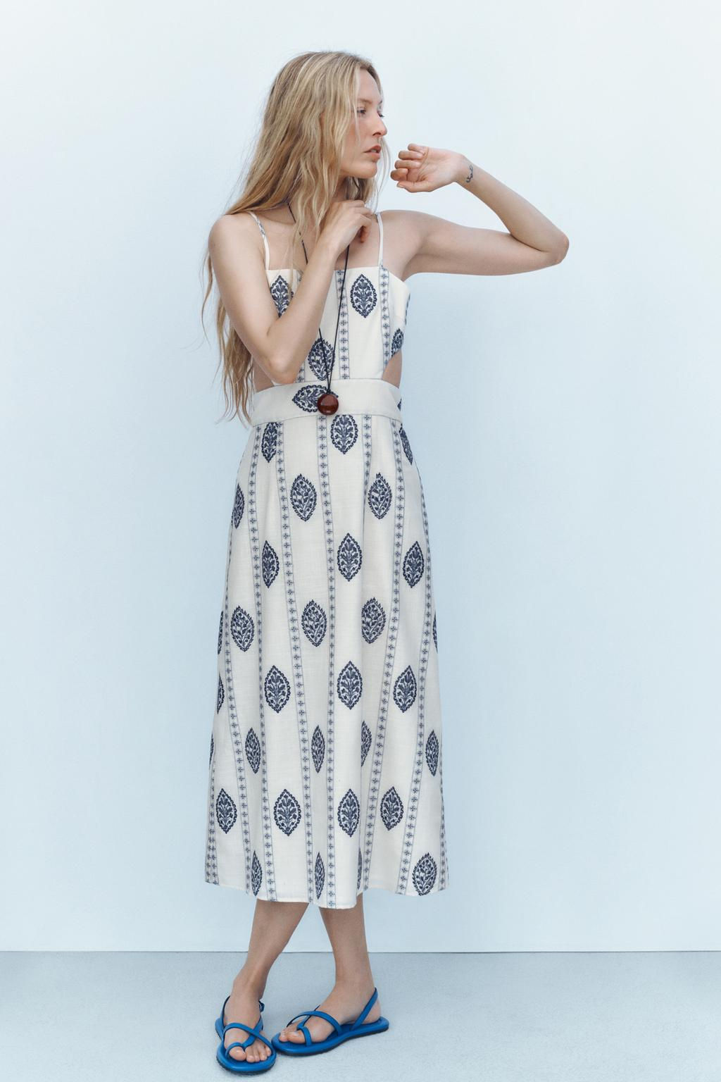 MIDI DRESS WITH CUT-OUT EMBROIDERY - Zara фото 6