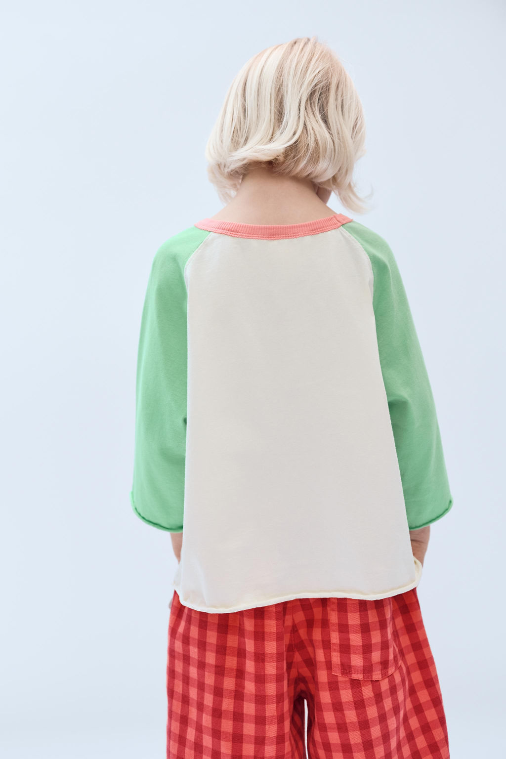 2-14 A?OS/ CAMISETA MANGA RANGL?N CONTRASTE LIMITED EDITION / Verde - Zara фото 3