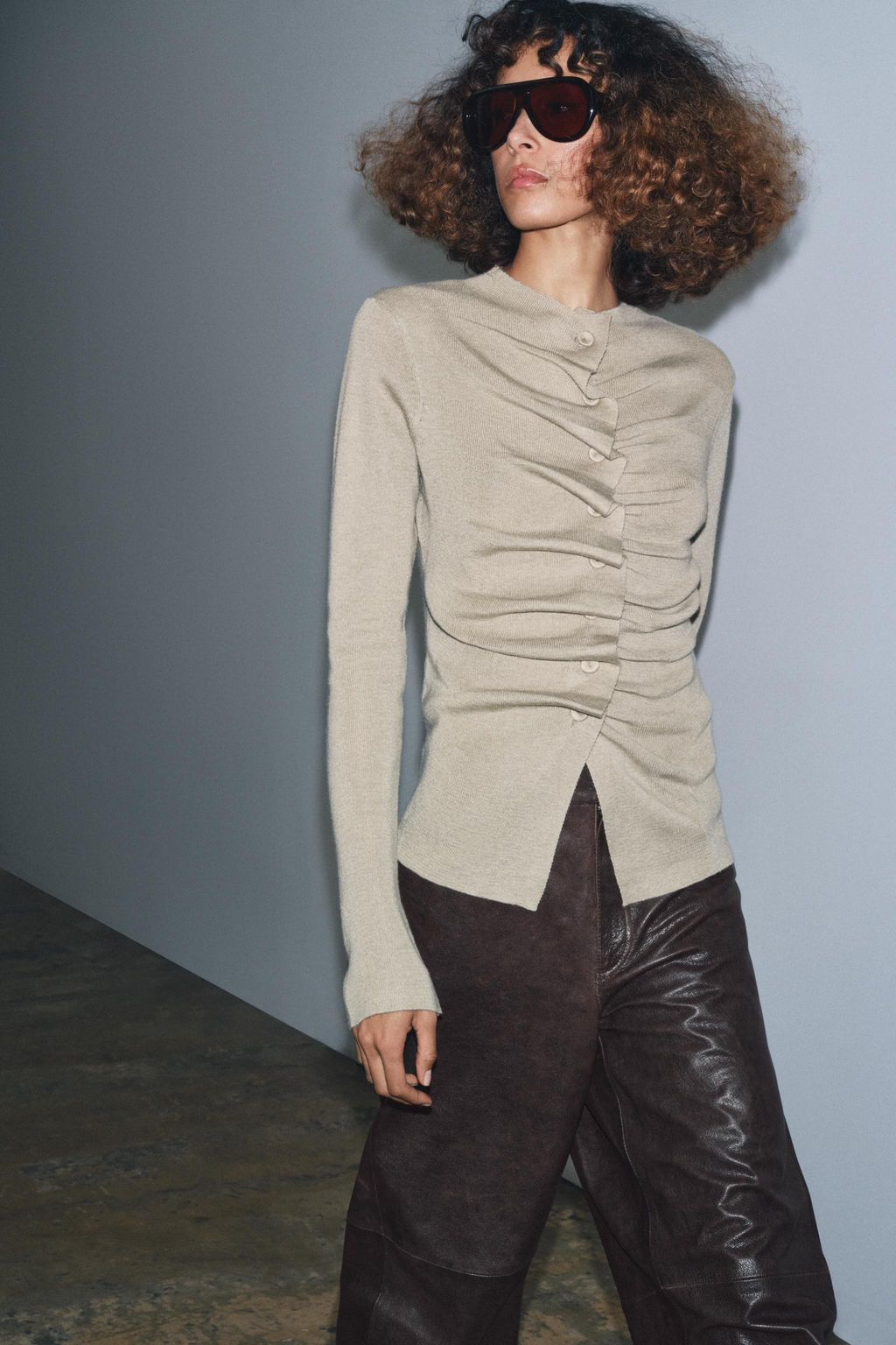 DRAPED KNIT CARDIGAN - Zara фото 5