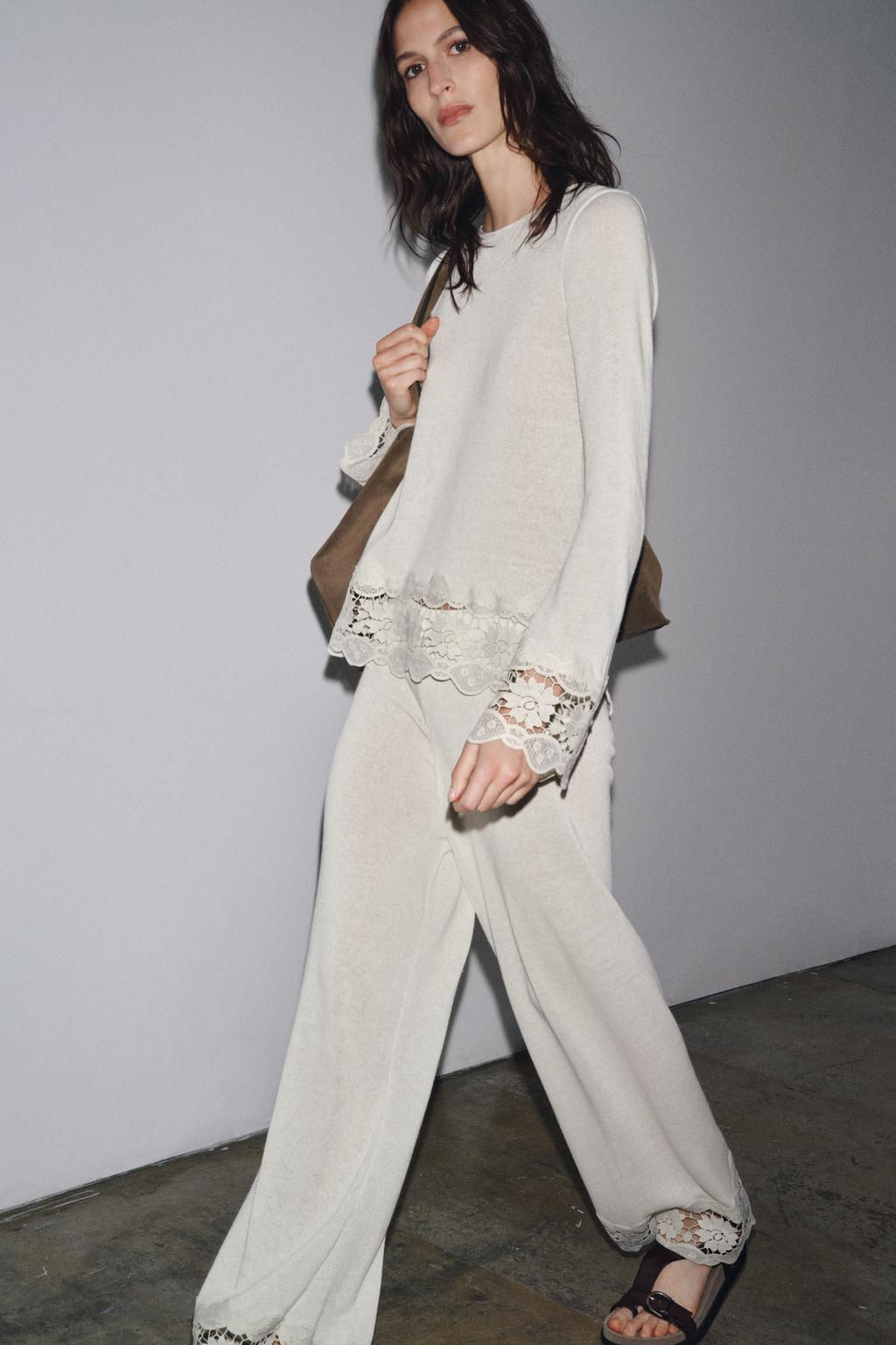 GUIPURE COMBINED TROUSERS - Zara фото 7