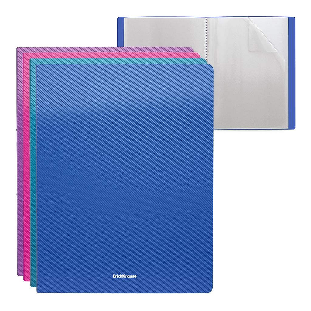 Цена за 4 шт. Папка файловая пластиковая ErichKrause Diamond Vivid, c 40 карманами, A4, ассорти (в пакете по 4 шт.)