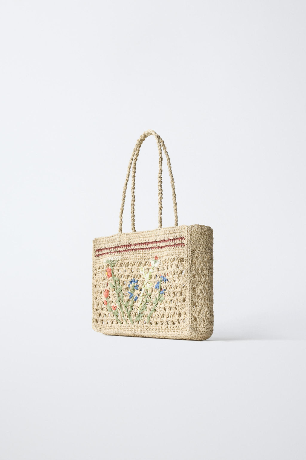 SHOPPER RAFIA FLORES / Blanco Crudo - Zara фото 2