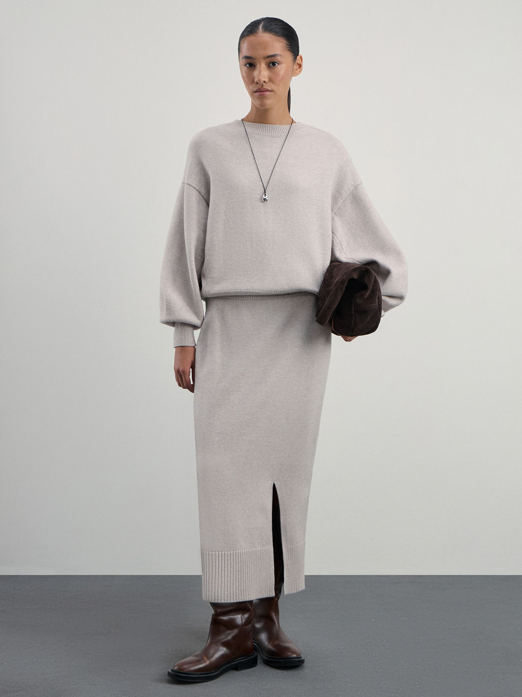 Вязаная юбка карандаш с разрезом / Zarina  фото 6