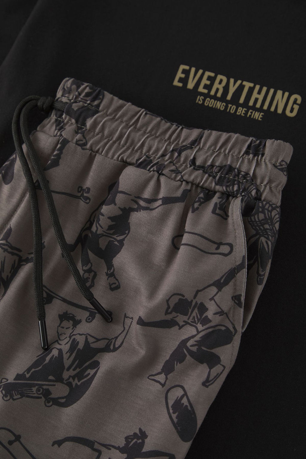 TRENDYOL MAN Cok Renkli Regular Fit Bask?l? Sortlu Orme Pijama Tak?m? TMNSS25PT00020 - Trendyolmilla фото 3