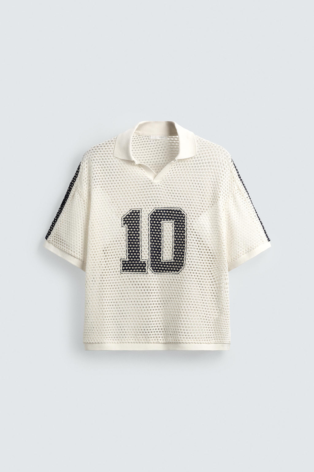 RETRO FOOTBALL OPEN-KNIT POLO SHIRT - Zara фото 7