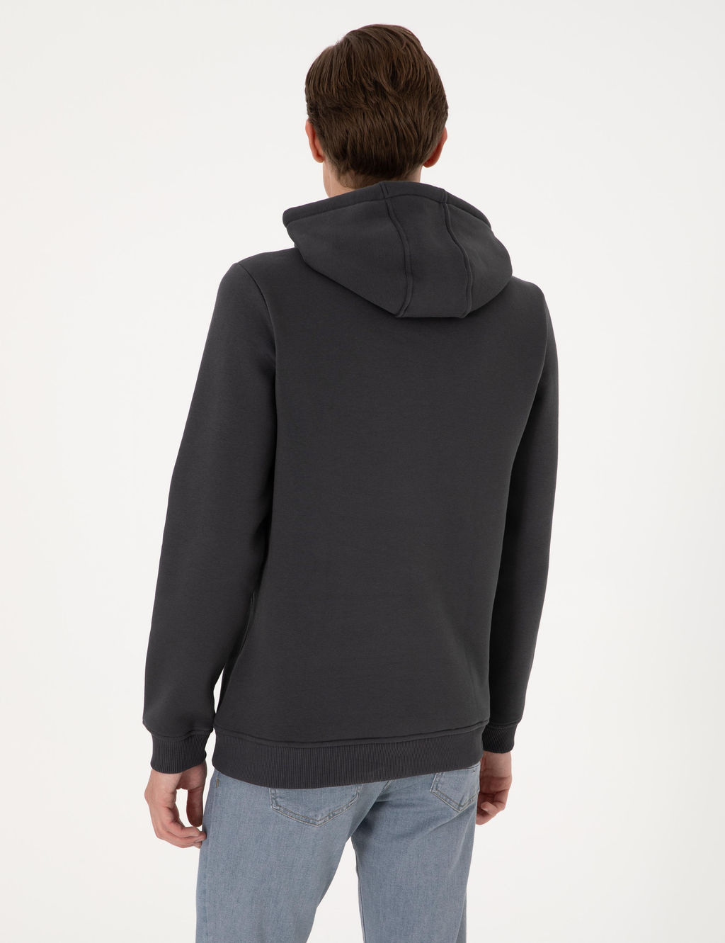 Antrasit 2 _plik Regular Fit __i Polarl_ Kap__onlu Basic Sweatshirt
