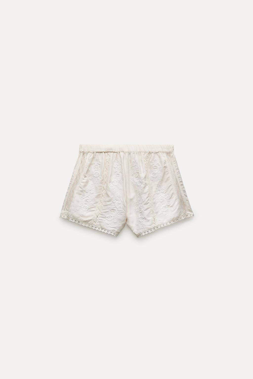 EMBROIDERED LINEN BLEND SHORTS - Zara фото 5